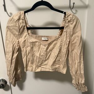 Aritzia Babaton Beige Long Sleeve Top